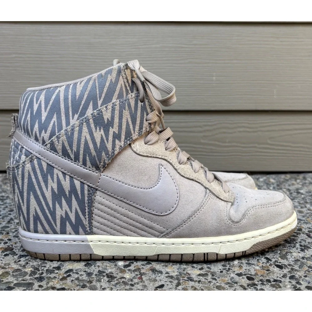 Nike Dunk Sky High Wedge Womens Pale Grey Geometric Sneakers 543258-003 Size 10
